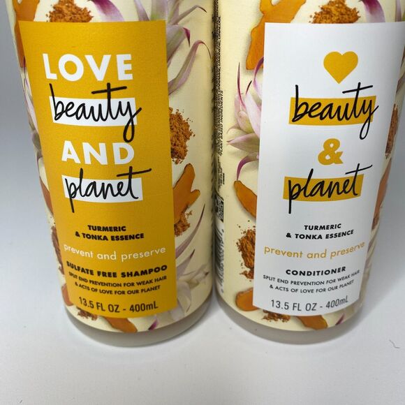 Love Beauty & Planet Turmeric & Tonka Essence Shampoo & Conditioner Set 13.5 Oz - Picture 2 of 6